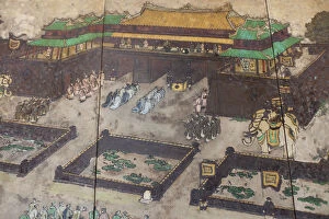 Vietnam, Hue, Citadel, Imperial Enclosure, Wall Painting inside Ngo Mon Gate