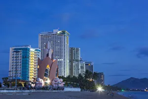 Images Dated 17th January 2013: Vietnam, Nha Trang, Beachfront Skyline