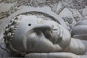 Images Dated 17th January 2013: Vietnam, Nha Trang, Long Son Pagoda, Reclining Buddha Statue