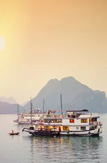 Images Dated 3rd May 2017: Vietnam, Quang Ninh province, Halong Bay, tourist houseboats on Halong Bay