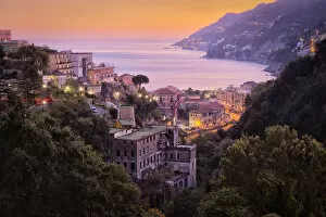 Campania Gallery: Vietri sul Mare and the Amalfi coast at dusk, Salerno province, Campania region, Italy