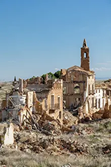 Zaragoza Prints: View of the abandoned village of Belchite as a result of the Spanish Civil War