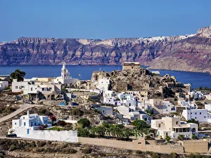 View towards the Akrotiri Village, Santorini or Thira Island, Cyclades, Greece