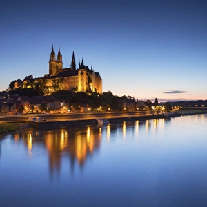 Ian Tower Prints: View of Albrechstburg at dusk, Meissen, Saxony, Germany