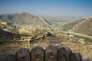 View of Amber Fort from Jaigarh, Jaipur, Rajasthan, India