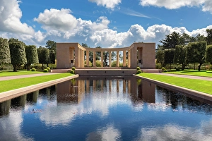 Normandy Prints: View of the american cemetery at Omaha beach. Colleville-sur-mer, Normandy, France