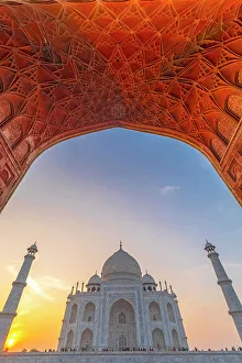 Agra Prints: View Through The Arch of Mehman Khana, Taj Mahal, Agra, Uttar Pradesh, India