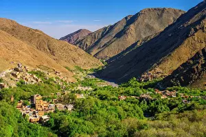 Hillsides Prints: View from the auberge Roches Armed Sarl decending to Imlil, Imlil, Marrakesh-Safi, Morocco