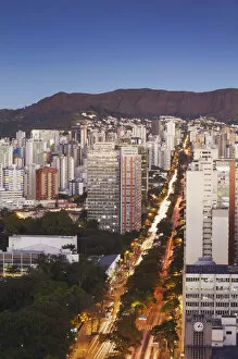 Images Dated 12th October 2012: View of Avenida Afonso Pena and city skyline at dusk, Belo Horizonte, Minas Gerais