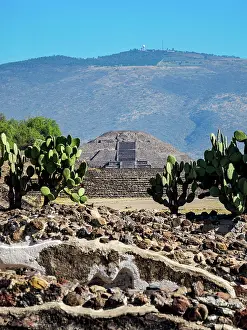 Teotihuacan Prints: View over the Avenue of the Dead towards the Pyramid of the Moon