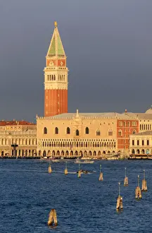Piazzetta Prints: View from the Bacino di San Marco towards the Saint Marks square with the Campanile