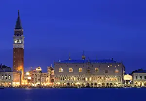 View from the Bacino di San Marco towards the Saint Marks square with the Campanile