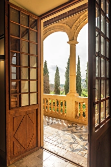 Manor House Prints: View of the balcony from the manor house of the Raixa estate