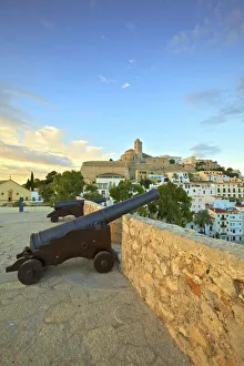 Canons Prints: View from Baluarte de Santa Llucia to D Alt Vila, Ibiza, Balearic Islands, Spain