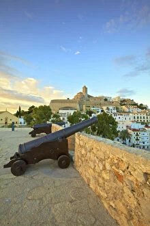 View from Baluarte de Santa Llucia to D Alt Vila, Ibiza, Balearic Islands, Spain