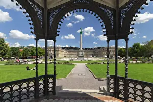 Schlossplatz Prints: View from band shell over Schlossplatz square to Neues Schloss Castle