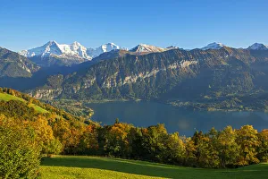 Hans Georg Eiben Prints: View from Beatenberg on Lake Thun with Eiger