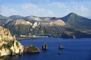 Aeolian Gallery: View from Belvedere Quattrocchi on Punta del Perciato, Pietralunga and the Gran craters