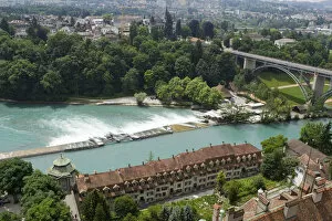 View of Bern and the River Aare in Bern Switzerland