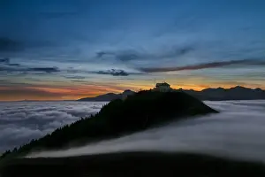 Biellesi Alps Prints: View from Bielmonte with sea clouds in a autumn evening (Bielmonte, Veglio, Biella