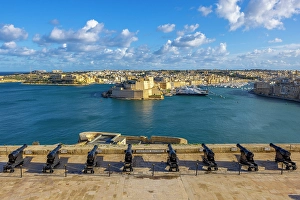 Yacht Prints: View of Birgu and Fort St. Angelo from the Upper Barrakka Gardens
