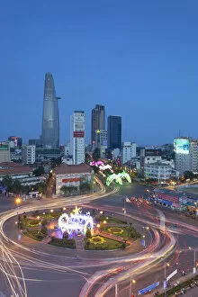 Saigon Gallery: View of Bitexco Financial Tower and city skyline at dusk, Ho Chi Minh City, Vietnam