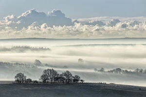 View across the Blackmore Vale from Melbury Hill near Shaftesbury, Dorset, England, UK