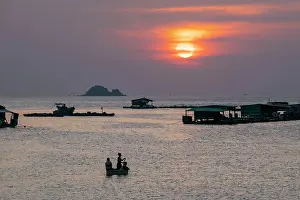 Phu Quoc Prints: View of boats at sunset, Ganh Dau, Phu Quoc Island, Vietnam