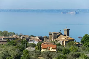 View at Bolsena castle and Lago di Bolsena, Viterbo, Lazio, Italy