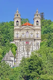 Bom Jesus Do Monte Prints: View of Bom Jesus do Monte santuary immersed in the greenery of the surrounding woods