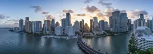 View from Brickell Key, a small island covered in apartment towers, towards the Miami skyline