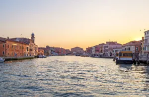 Clear Sky Prints: View of Canale Ponte Lungo at sunset, Murano Island, Venice, Veneto, Italy