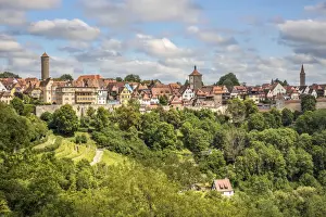 Mittelfranken Prints: View from the castle garden to the old town of Rothenburg ob der Tauber, Middle Franconia