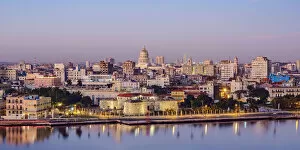 Images Dated 8th September 2020: View over Castle of the Royal Force and Habana Vieja towards El Capitolio at dawn, Havana