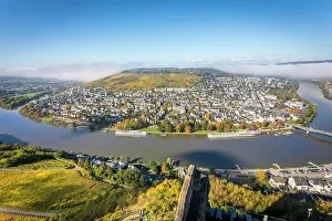 Castle Ruins Prints: View from the castle ruins of Landshut to the Moselle and Bernkastel-Kues