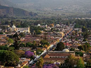 Sacatepequez Department Prints: View from Cerro de La Cruz towards the San Francisco Church at sunset