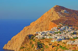 Settlement Prints: View of Chora village built on a cliff above the sea