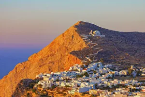 Settlement Prints: View of the of Chora village, Chora, Folegandros Island, Cyclades Islands, Greece