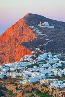 Aegean Prints: View of the of Chora village, Chora, Folegandros Island, Cyclades Islands, Greece