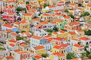Chorio Prints: View of Chorio (upper town), Chorio, Symi Island, Dodecanese Islands, Greece