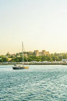 A view of the Citadel of Rhodes, Rhodes Town, Rhodes, Dodecanese Islands, Greece