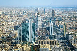 Al Faisaliah Tower Prints: View over city centre and l Faisaliah Tower, Riyadh, Saudi Arabia