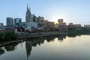 Images Dated 3rd January 2023: View of the city skyline over the Cumberland River, Nashville Tennessee, USA
