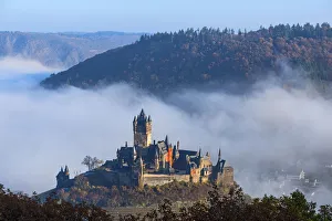 View on Cochem castle, Cochem, Mosel valley, Rhineland-Palatinate, Germany
