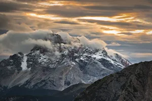 A view of Croda Rossa di Sesto at sunset, Bolzano, Belluno, Trentino Alto Adige, Veneto