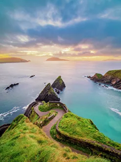 Blurred Motion Prints: View over Dunquin Pier towards Blasket Islands at dusk