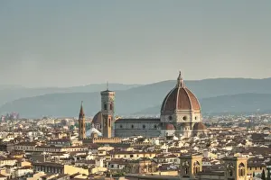 Firenze Prints: View of the Duomo with Brunelleschi Dome and Basilica di Santa Croce from Piazzale