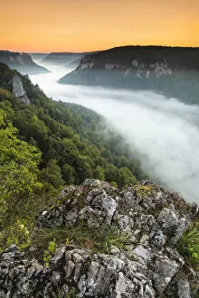 Images Dated 17th September 2021: View from Eichfelsen Rock on Schloss Werenwag Castle and Danube Valley, Swabian Jura