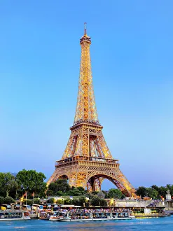 Paris Prints: View of Eiffel Tower and Seine River, Invalides, Paris, Ile de France, France