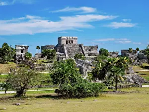 Yucatan Prints: View towards El Castillo, Tulum Archeological Site, Quintana Roo State, Mexico